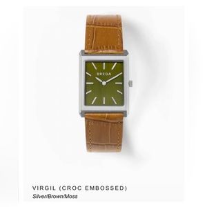 Breda Virgil Croc Embossed Brown Tan
Leather Band Watch Green Face Unisex NIB